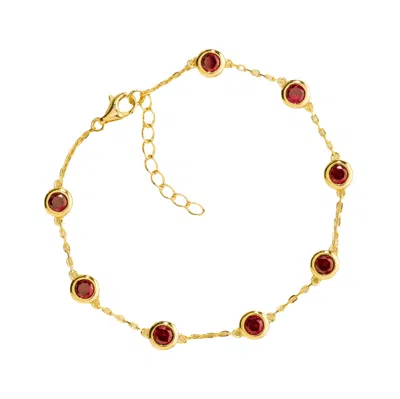 Juvetti Women's Gold / Red Margo Gold Bracelet Set With Ruby