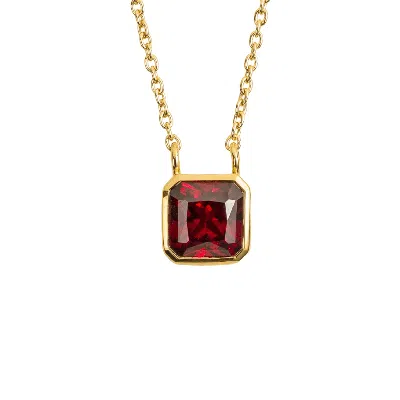 Juvetti Women's Gold / Red Margo Gold Necklace Set With Ruby In Burgundy