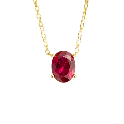 Juvetti Women's Gold / Red Ova Gold Necklace Set With Ruby