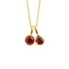 Juvetti Women's Gold / Red Prunus Gold Necklace Set With Ruby