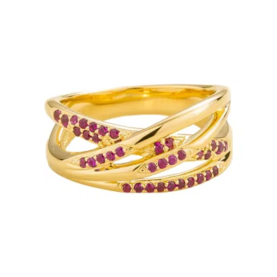 Juvetti Women's Gold / Red Val Ring In Ruby Set In Gold