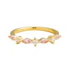 Juvetti Women's Gold / White / Pink Markiz Gold Ring In Pink Sapphire & Diamond In Multi