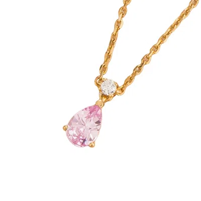 Juvetti Women's Gold / White / Pink Ori Small Gold Pendant Necklace Pink Sapphire & Diamond In Multi