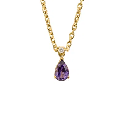 Juvetti Women's Gold / White / Pink Ori Small Pendant Necklace In Purple Sapphire & Diamond Set In Gold