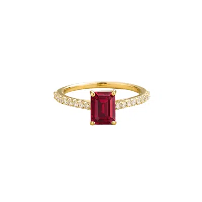 Juvetti Women's Gold / White / Red Chelle Ruby Emerald-cut & Diamond Pavé Ring In Gold