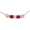 Juvetti Women's Gold / White / Red Ciceris Gold Necklace Ruby & Diamonds