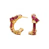 Juvetti Women's Gold / White / Red Lanna Ruby & Diamond Medium Gold Hoop Earrings In Multi