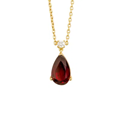 Juvetti Women's Gold / White / Red Ori Large Pendant Necklace In Ruby & Diamond Set In Gold