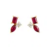 Juvetti Women's Gold / White / Red Sanka Gold Earrings Ruby & Diamond In Multi