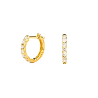 Juvetti Women's Gold / White Stacy Diamond Huggie Hoop Earrings In Gold In Multi
