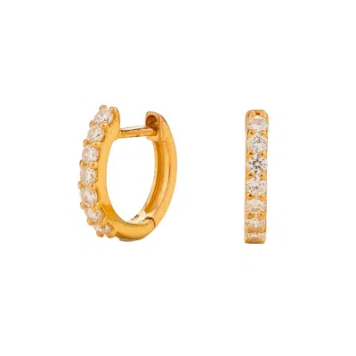 Juvetti Women's Gold / White Stacy Huggie Earrings In Diamond Set In Gold