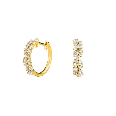 Juvetti Women's Gold / White Starry Diamond Huggie Hoop Earrings In Gold In Multi