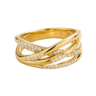 Juvetti Women's Gold / White Val Ring Diamonds Set In Gold