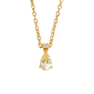 Juvetti Women's Gold / White / Yellow Ori Small Gold Pendant Necklace In Yellow Sapphire & Diamond
