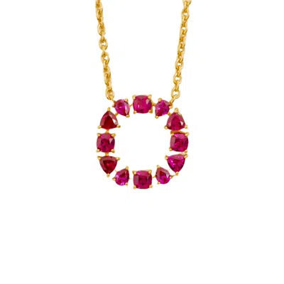 Juvetti Women's Gold / Yellow / Orange Glorie Gold Necklace Set With Ruby