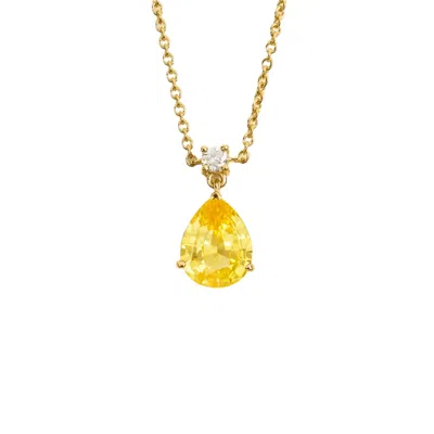 Juvetti Women's Gold / Yellow / Orange Ori Medium Pendant Necklace In Yellow Sapphire & Diamond Set In Gold