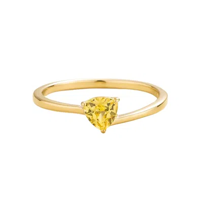 Juvetti Women's Gold / Yellow / Orange Trillion Ring In Yellow Sapphire Set In Gold