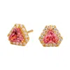 Juvetti Women's Gold / Yellow / Pink Diana Gold Earrings With Padparadscha Sapphires And Diamonds
