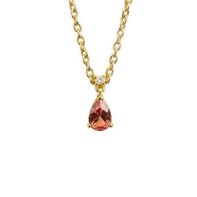 Juvetti Women's Gold / Yellow Pisa Small Pendant Necklace In Padparadscha Sapphire & Diamond Set In Gold In Gold/yellow