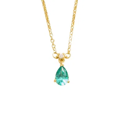 Juvetti Women's Green / Blue / White Ori Small Pendant Necklace Paraiba Sapphire & Diamond Set In Gold
