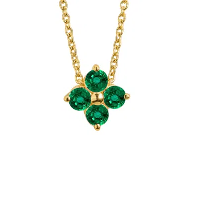 Juvetti Women's Green / Gold Clover Emerald Necklace In Gold