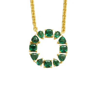 Juvetti Women's Green / Gold Glorie Necklace In Emerald Set In Gold In Multi