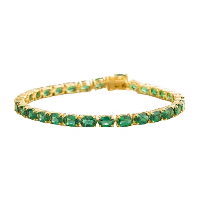Juvetti Women's Green / Gold Salto Gold Tennis Bracelet In Emerald
