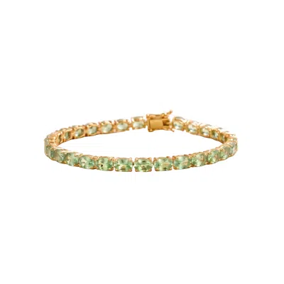 Juvetti Women's Green / Gold Salto Green Sapphire Oval Tennis Bracelet In Gold In Green/gold