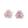 Juvetti Women's Green / Rose Gold / White Diana White Gold Earrings Pink Sapphire & Diamonds