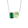 Juvetti Women's Green / Silver / White Buchon White Gold Necklace Set With Emerald & Green Sapphire