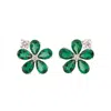 Juvetti Women's Green / White Florea White Gold Earrings In Diamonds & Emeralds In Multi
