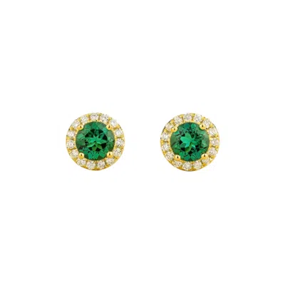 Juvetti Women's Green / White / Gold Mars Gold Earrings Emerald & Diamond In Multi