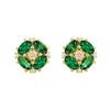 Juvetti Women's Green / White / Gold Pristi Gold Earrings Diamond & Emerald In Multi