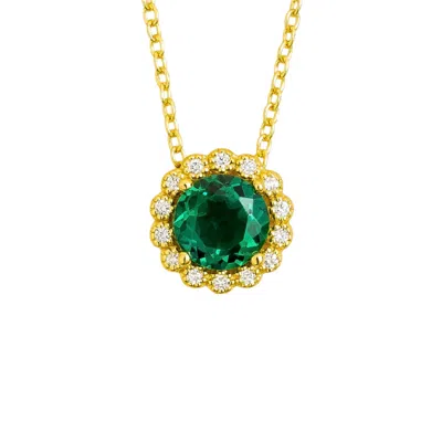 Juvetti Women's Green / White / Gold Solen Gold Necklace Set With Emerald & Diamond