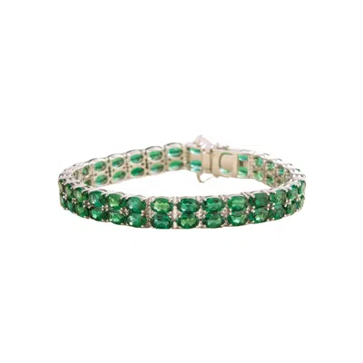 Juvetti Women's Green / White Salto Double Tennis Bracelet In Emerald
