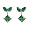 Juvetti Women's Green / White / Silver Amore White Gold Earrings Emerald & Diamond In Multi