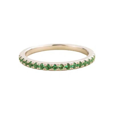 Juvetti Women's Green / White / Silver Salto White Gold Ring Set With Emerald