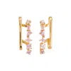 Juvetti Women's Orange / Gold Serene Gold Earrings Set With Pink Sapphire In Gold