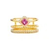 Juvetti Women's Orange / White / Gold Amici Ring In Pink Sapphire & Diamond