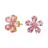 Juvetti Women's Orange / White / Gold Florea Gold Earrings In Pink Sapphire And Diamond