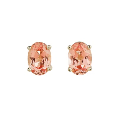 Juvetti Women's Orange / White Ovo Oval Padparadscha Sapphire Stud Earrings In White Gold In Multi