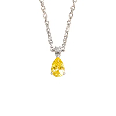 Juvetti Women's Ori Yellow Sapphire & Diamond Pear Drop Pendant Necklace In White Gold - Small In Metallic
