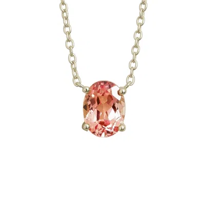 Juvetti Women's Ovo Padparadscha Sapphire Oval Solitaire Pendant Necklace In White Gold In Multi