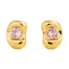 Juvetti Women's Pink / Gold Fava Earrings In Pink Sapphire Set In Gold In Multi