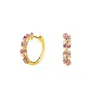 Juvetti Women's Pink / Gold / White Starry Gold Huggie Earrings Set With Pink Sapphire & Diamonds