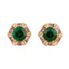 Juvetti Women's Pink / Green Melba Gold Earrings Emerald, Pink Sapphire & Diamond In Multi