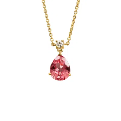 Juvetti Women's Pink / Orange / Gold Ori Padparadscha Sapphire & Diamond Pear Drop Pendant Necklace In Gold 
