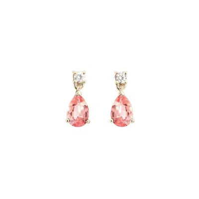 Juvetti Women's Pink / Orange / White Pisa Padparadscha Sapphire & Diamond Pear Drop Earrings In White Gold