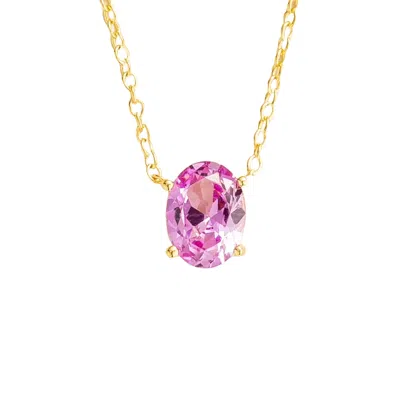 Juvetti Women's Pink / Purple / Gold Ova Gold Necklace Set With Pink Sapphire