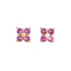 Juvetti Women's Pink / Purple / Gold Petale Gold Earrings Set With Pink Sapphires